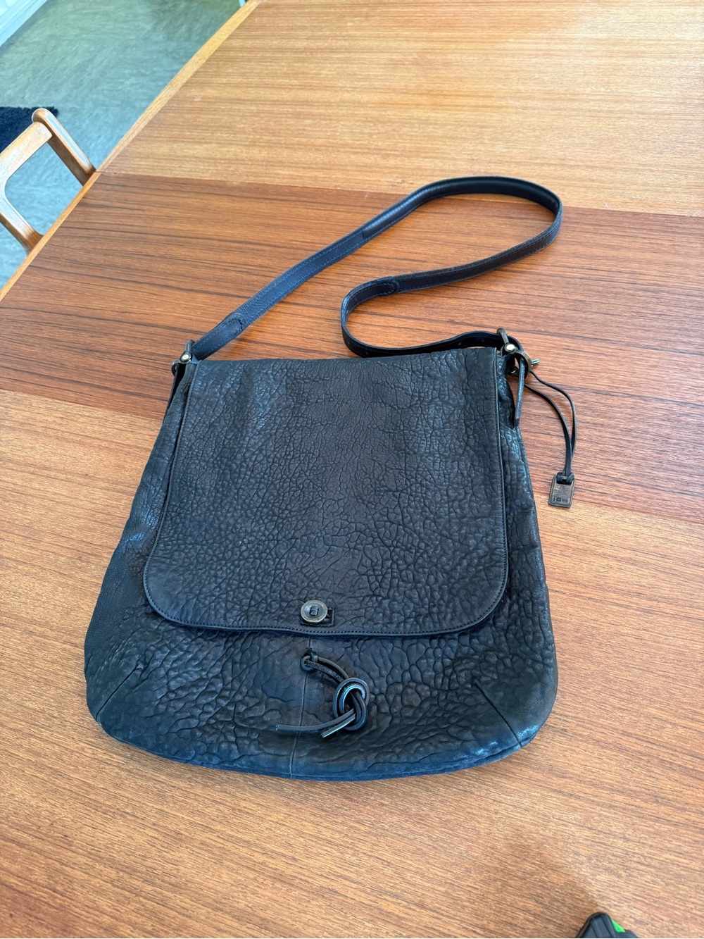 John Varvatos Black Messenger Bag